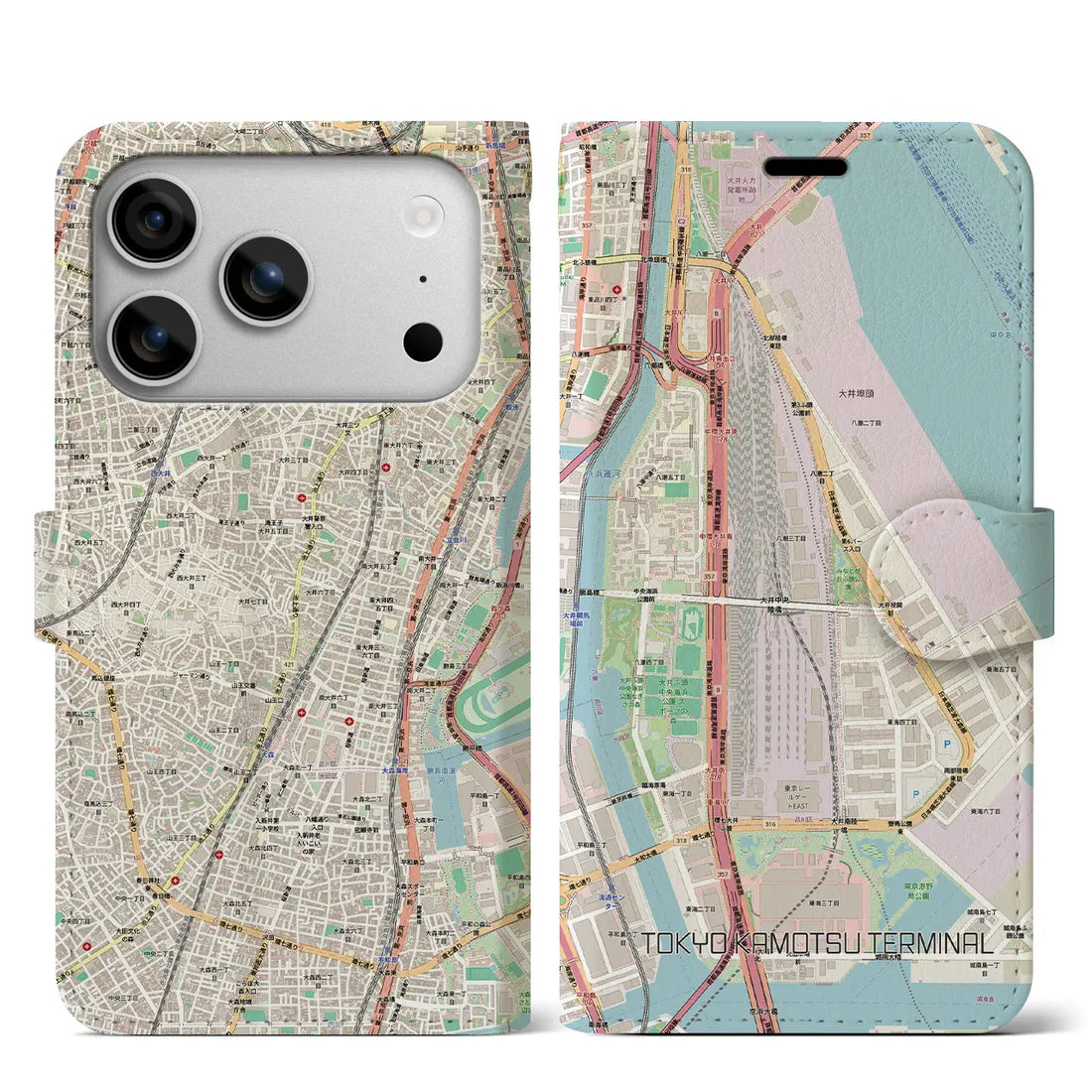 【東京貨物ターミナル（東京都）】地図柄iPhoneケース（手帳タイプ）モノトーン・iPhone 17 Pro Max 用