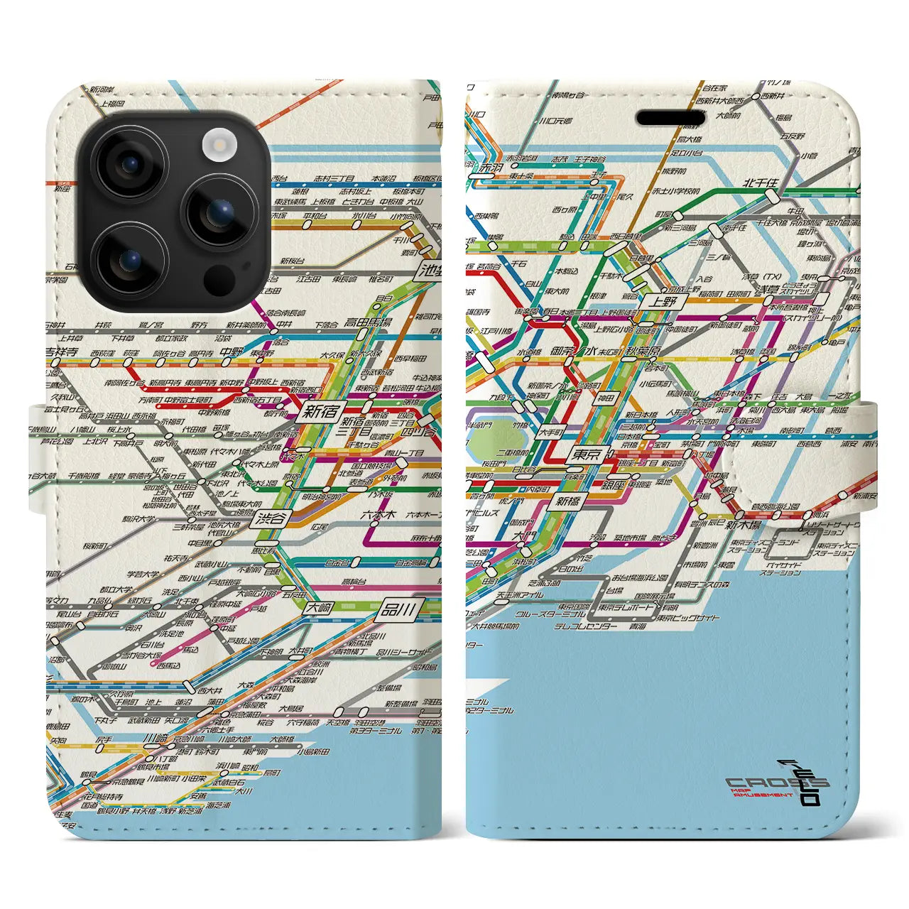 【東京路線図（東京都）】路線図iPhoneケース（手帳タイプ）ホワイト・iPhone 16 用