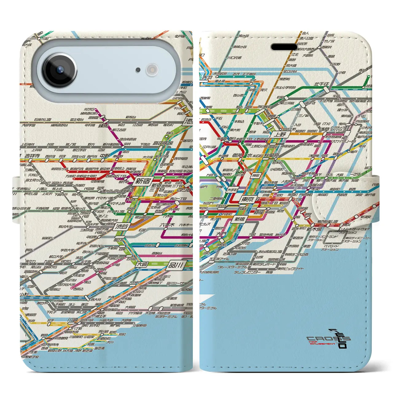 【東京路線図（東京都）】路線図iPhoneケース（手帳タイプ）