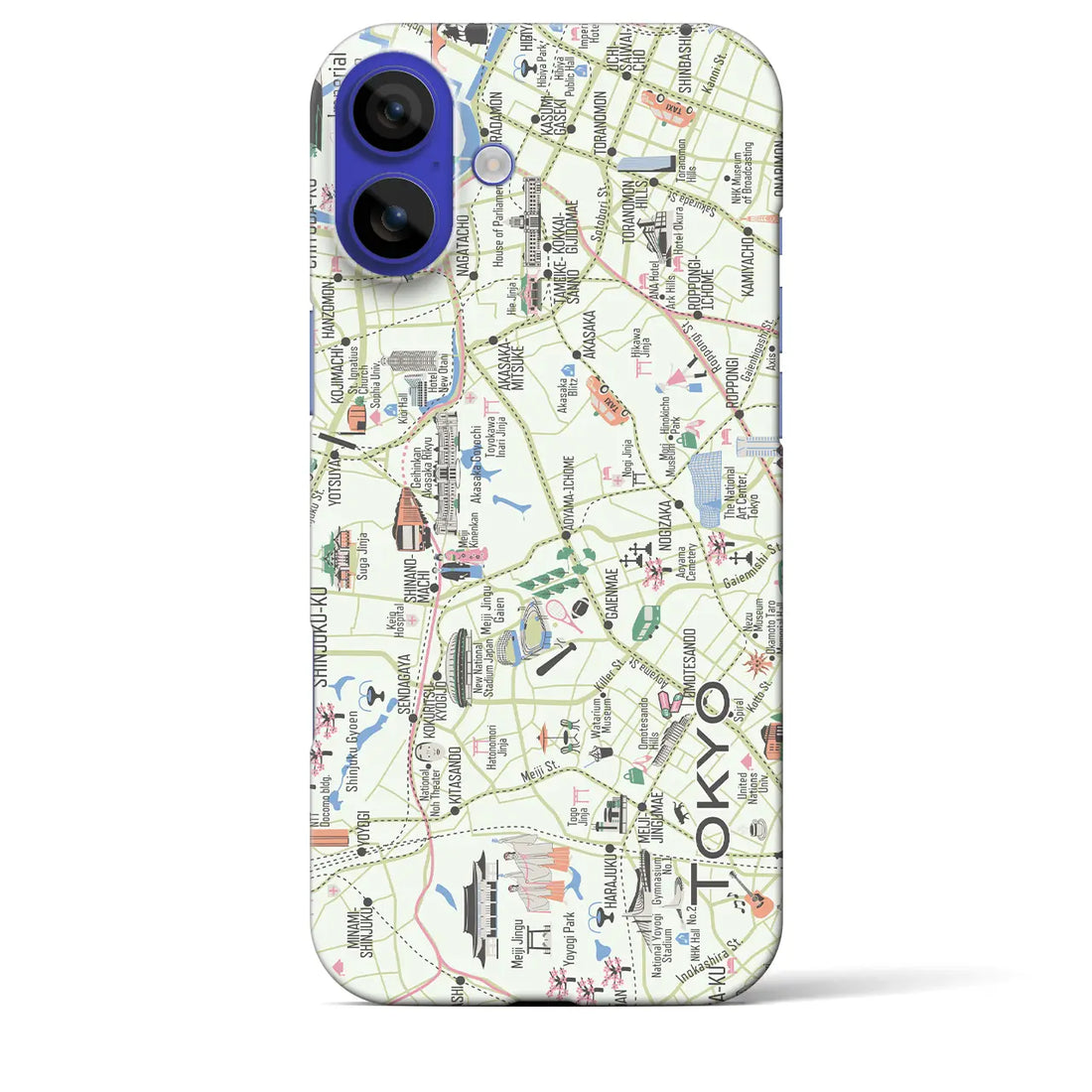 【東京都心西部(イラスト)】イラストマップiPhoneケース(バックカバータイプ)ダーク・iPhone 16 Pro Max 用