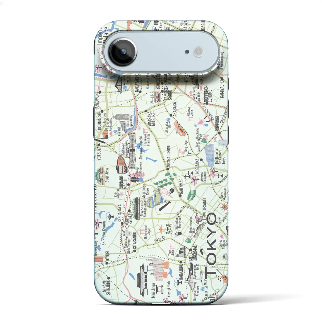 【東京都心西部(イラスト)】イラストマップiPhoneケース(バックカバータイプ)ダーク・iPhone 17 Pro Max 用