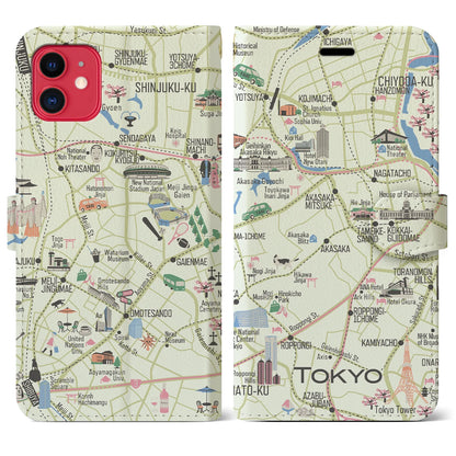 【東京都心西部（イラスト）】イラストマップiPhoneケース（手帳タイプ）ブライト・iPhone 11 用