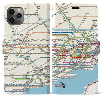 【東京西部路線図（東京都）】路線図iPhoneケース（手帳タイプ）ホワイト・iPhone 11 Pro Max 用