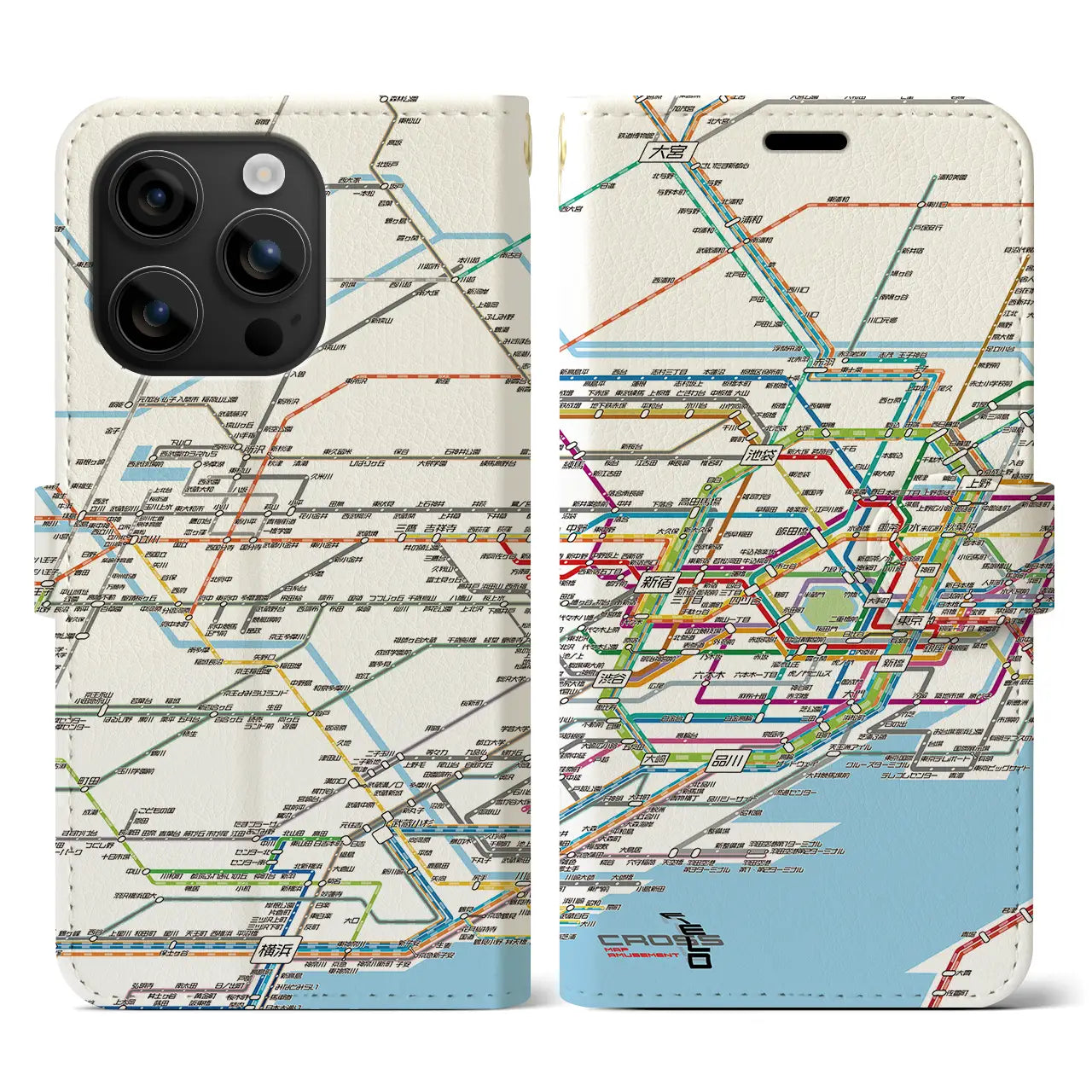 【東京西部路線図（東京都）】路線図iPhoneケース（手帳タイプ）ホワイト・iPhone 16 用