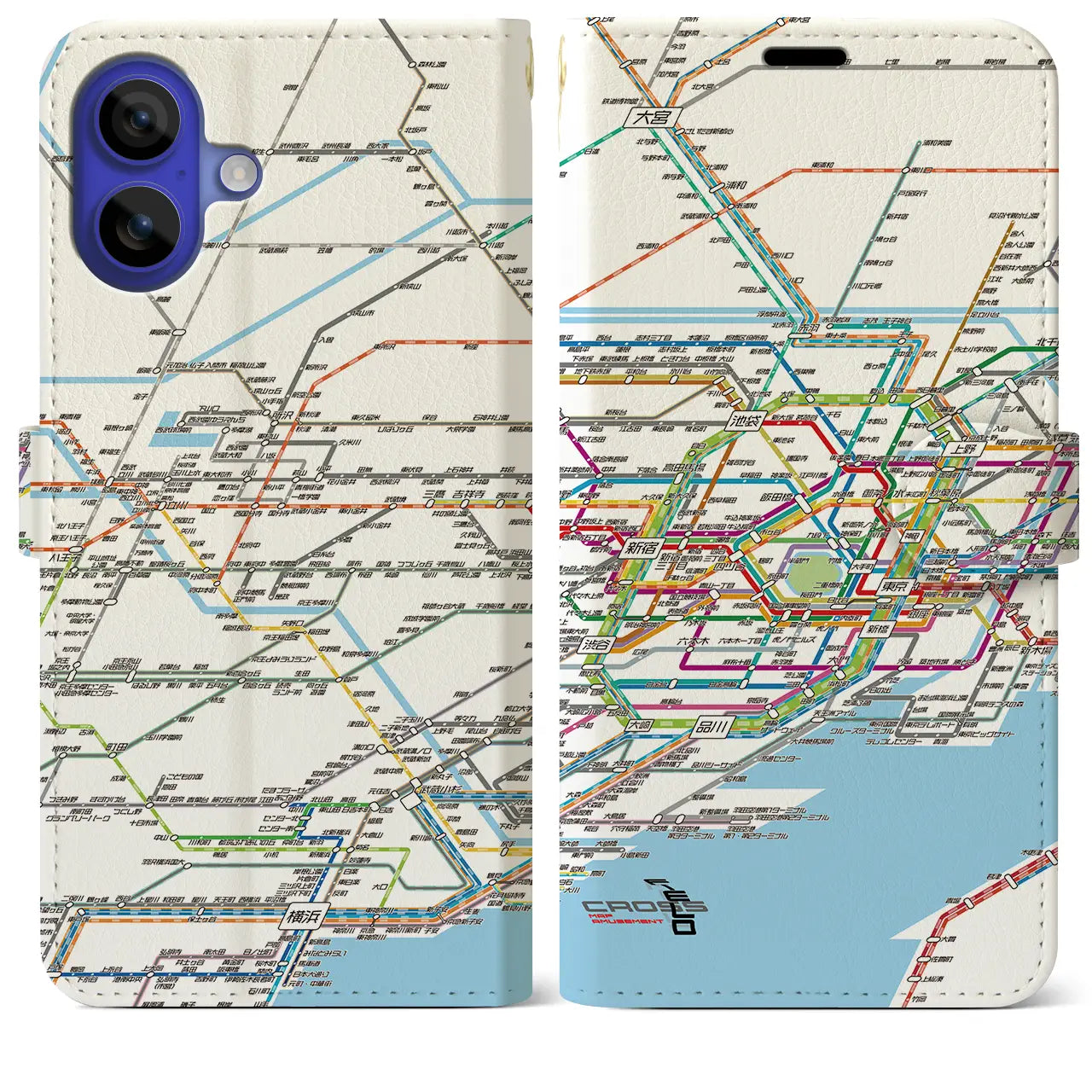 【東京西部路線図（東京都）】路線図iPhoneケース（手帳タイプ）ホワイト・iPhone 16 Pro Max 用