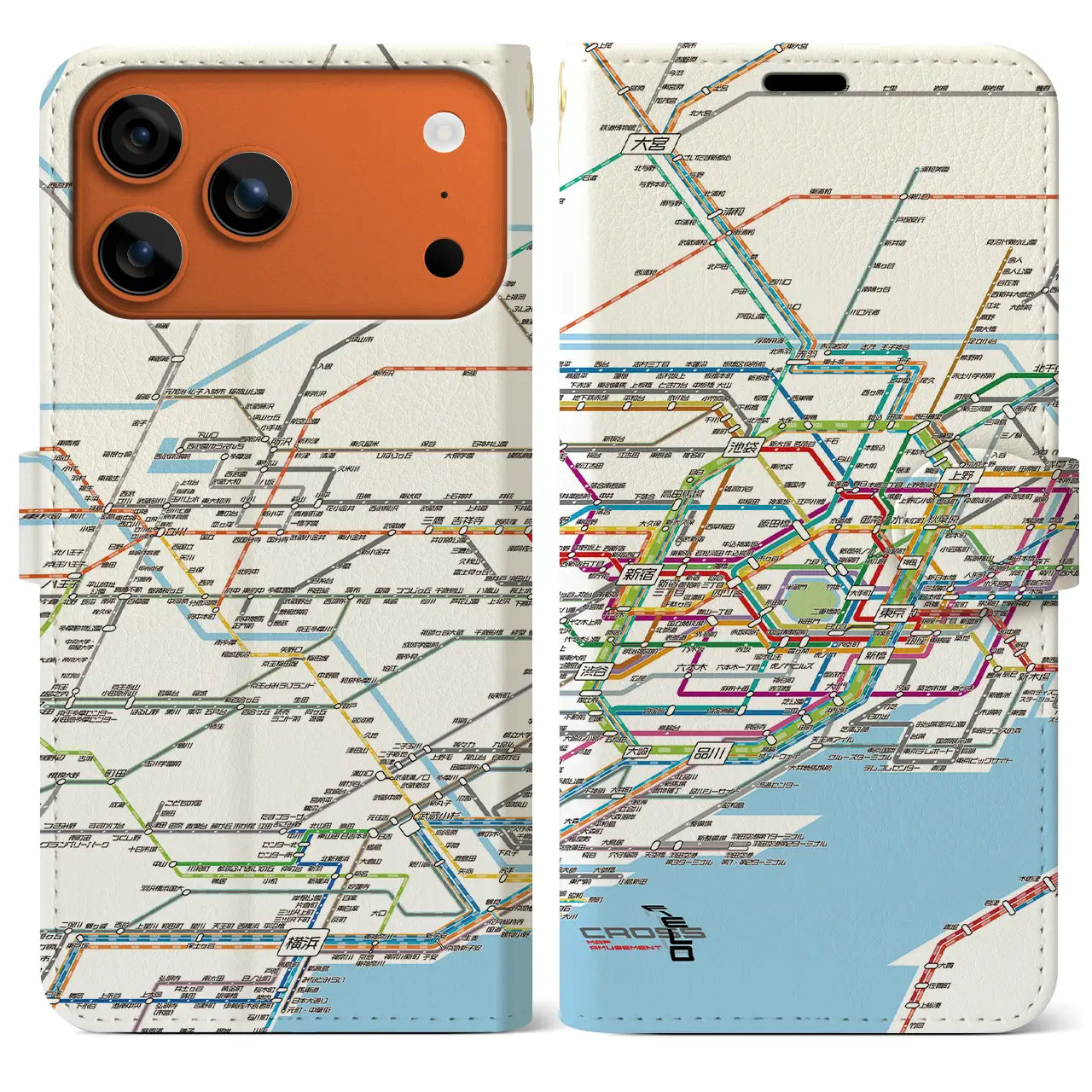 【東京西部路線図（東京都）】路線図iPhoneケース（手帳タイプ）