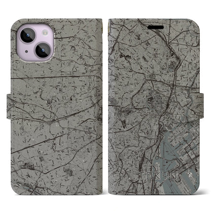【東京2（東京都）】地図柄iPhoneケース（手帳タイプ）モノトーン・iPhone 14 用