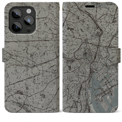 【東京2（東京都）】地図柄iPhoneケース（手帳タイプ）モノトーン・iPhone 15 Pro Max 用