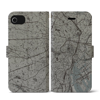 【東京2（東京都）】地図柄iPhoneケース（手帳タイプ）モノトーン・iPhone SE（第3 / 第2世代） / 8 / 7 / 6s / 6 用