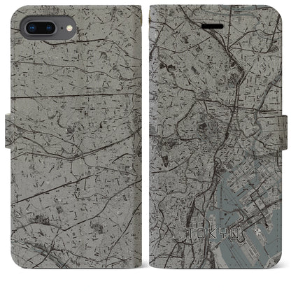 【東京2（東京都）】地図柄iPhoneケース（手帳タイプ）モノトーン・iPhone 8Plus /7Plus / 6sPlus / 6Plus 用