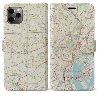 【東京2（東京都）】地図柄iPhoneケース（手帳タイプ）ナチュラル・iPhone 11 Pro Max 用