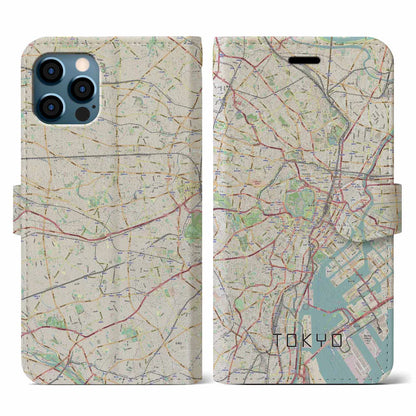 【東京2（東京都）】地図柄iPhoneケース（手帳タイプ）ナチュラル・iPhone 12 / 12 Pro 用