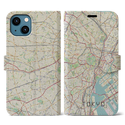 【東京2（東京都）】地図柄iPhoneケース（手帳タイプ）ナチュラル・iPhone 13 用