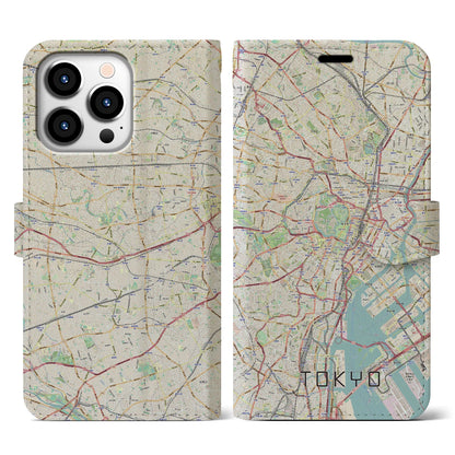 【東京2（東京都）】地図柄iPhoneケース（手帳タイプ）ナチュラル・iPhone 13 Pro 用