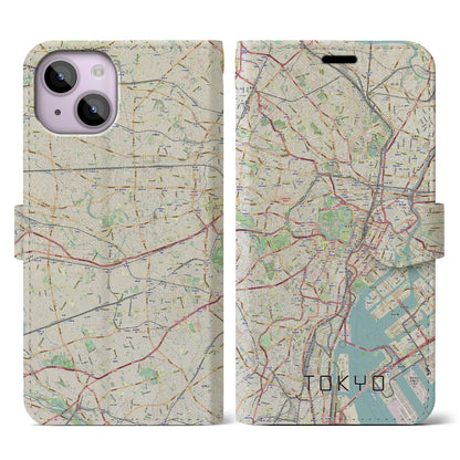 【東京2（東京都）】地図柄iPhoneケース（手帳タイプ）ナチュラル・iPhone 14 用