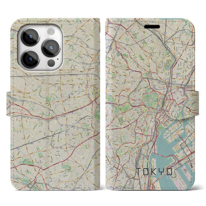 【東京2（東京都）】地図柄iPhoneケース（手帳タイプ）ナチュラル・iPhone 14 Pro 用