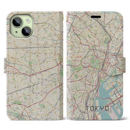 【東京2（東京都）】地図柄iPhoneケース（手帳タイプ）ナチュラル・iPhone 15 用