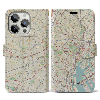 【東京2（東京都）】地図柄iPhoneケース（手帳タイプ）ナチュラル・iPhone 15 Pro 用