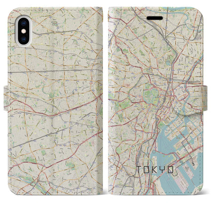 【東京2（東京都）】地図柄iPhoneケース（手帳タイプ）ナチュラル・iPhone XS Max 用