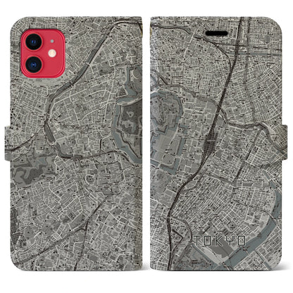 【東京（東京都）】地図柄iPhoneケース（手帳タイプ）モノトーン・iPhone 11 用