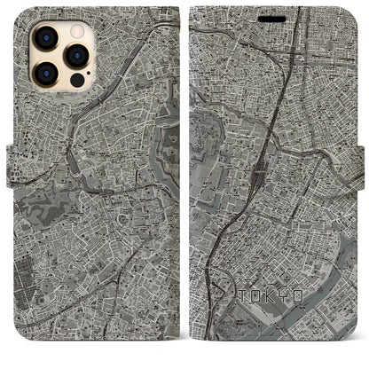【東京（東京都）】地図柄iPhoneケース（手帳タイプ）モノトーン・iPhone 12 Pro Max 用