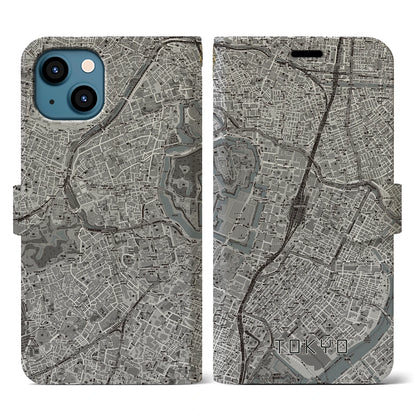 【東京（東京都）】地図柄iPhoneケース（手帳タイプ）モノトーン・iPhone 13 用