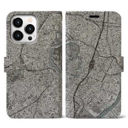 【東京（東京都）】地図柄iPhoneケース（手帳タイプ）モノトーン・iPhone 13 Pro 用