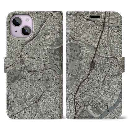 【東京（東京都）】地図柄iPhoneケース（手帳タイプ）モノトーン・iPhone 14 用
