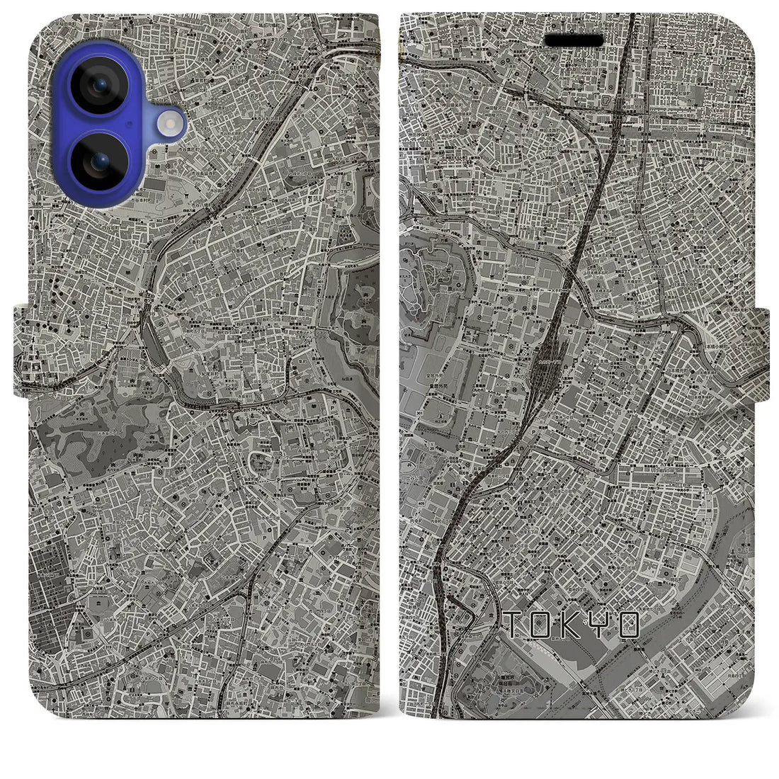 【東京(東京都)】地図柄iPhoneケース(手帳タイプ)モノトーン・iPhone 16 Pro Max 用