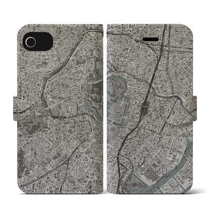 【東京（東京都）】地図柄iPhoneケース（手帳タイプ）モノトーン・iPhone SE（第3 / 第2世代） / 8 / 7 / 6s / 6 用