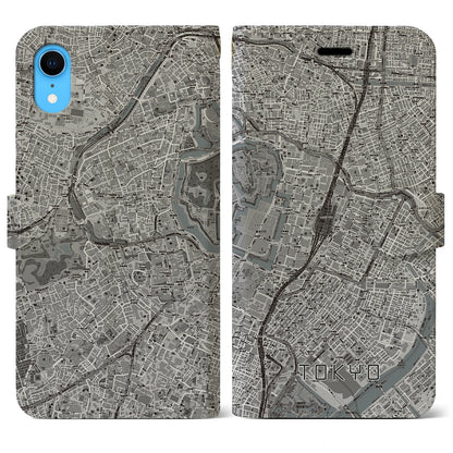 【東京（東京都）】地図柄iPhoneケース（手帳タイプ）モノトーン・iPhone XR 用
