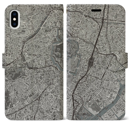 【東京（東京都）】地図柄iPhoneケース（手帳タイプ）モノトーン・iPhone XS Max 用