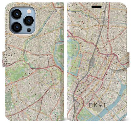【東京（東京都）】地図柄iPhoneケース（手帳タイプ）ナチュラル・iPhone 13 Pro Max 用