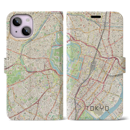 【東京（東京都）】地図柄iPhoneケース（手帳タイプ）ナチュラル・iPhone 14 用