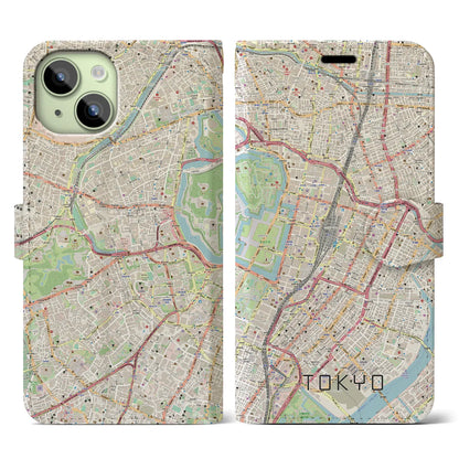 【東京（東京都）】地図柄iPhoneケース（手帳タイプ）ナチュラル・iPhone 15 用