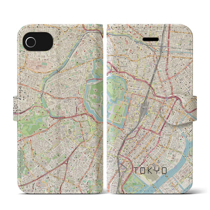 【東京（東京都）】地図柄iPhoneケース（手帳タイプ）ナチュラル・iPhone SE（第3 / 第2世代） / 8 / 7 / 6s / 6 用