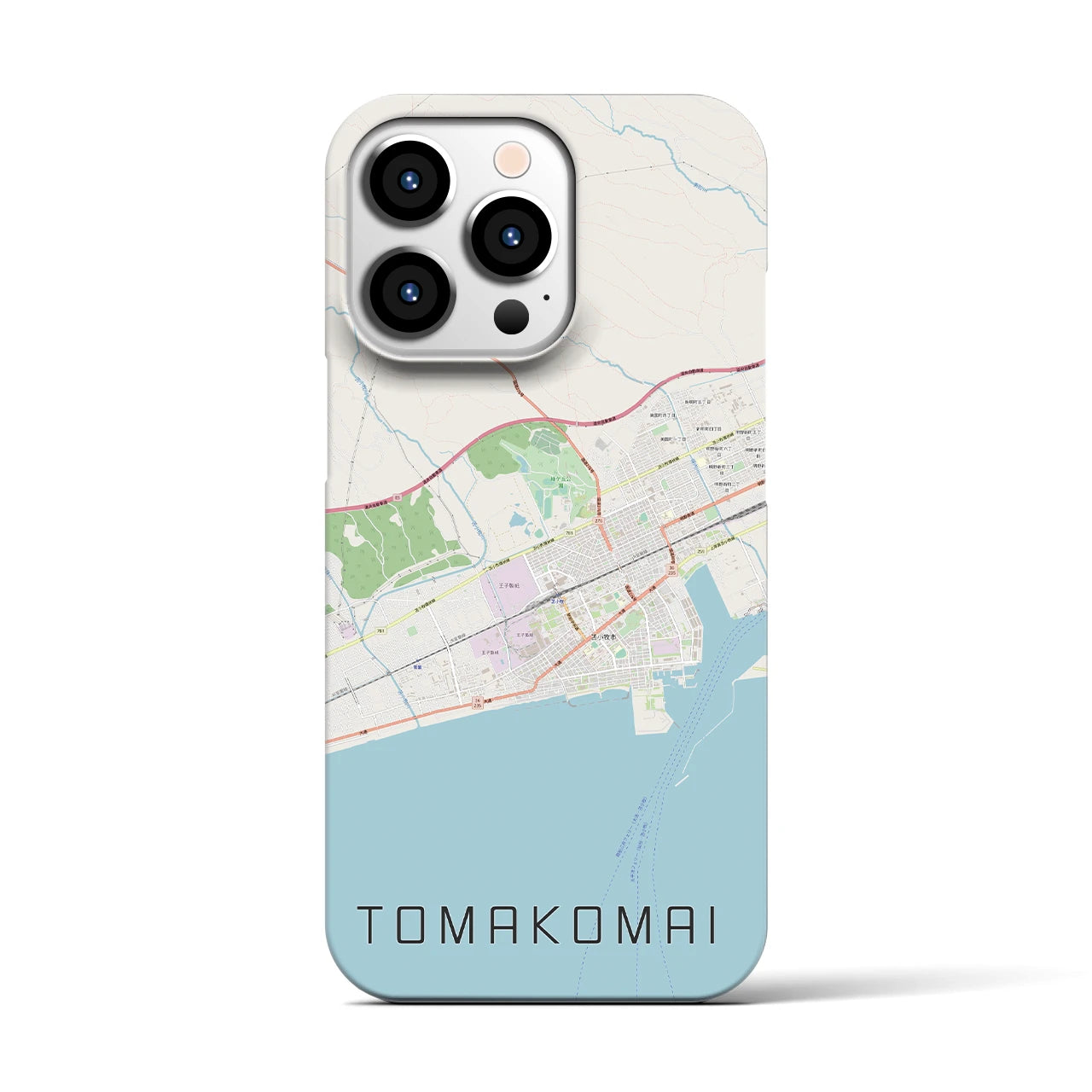 【苫小牧（北海道）】地図柄iPhoneケース（バックカバータイプ）ナチュラル・iPhone 13 Pro 用