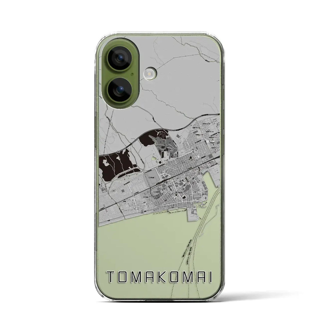 【苫小牧(北海道)】地図柄iPhoneケース(クリアタイプ)モノトーン・iPhone 17 Pro Max 用