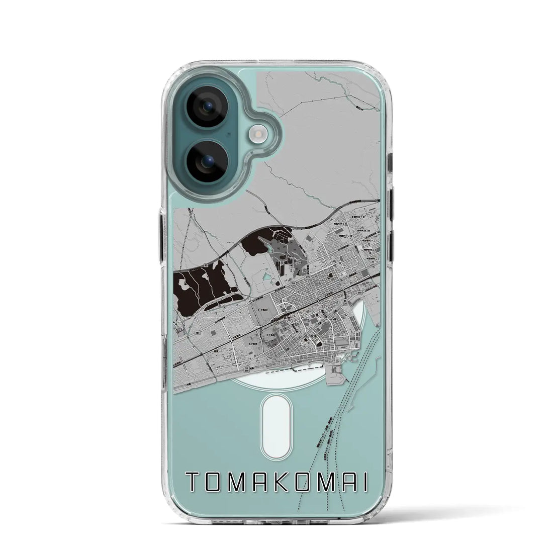 【苫小牧（北海道）】地図柄iPhoneケース（MagSafeタイプ）モノトーン・iPhone 16 Pro 用