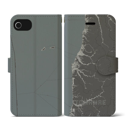 【苫前（北海道）】地図柄iPhoneケース（手帳タイプ）モノトーン・iPhone SE（第3 / 第2世代） / 8 / 7 / 6s / 6 用