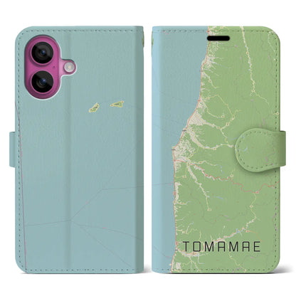 【苫前（北海道）】地図柄iPhoneケース（手帳タイプ）ナチュラル・iPhone 16 Pro 用