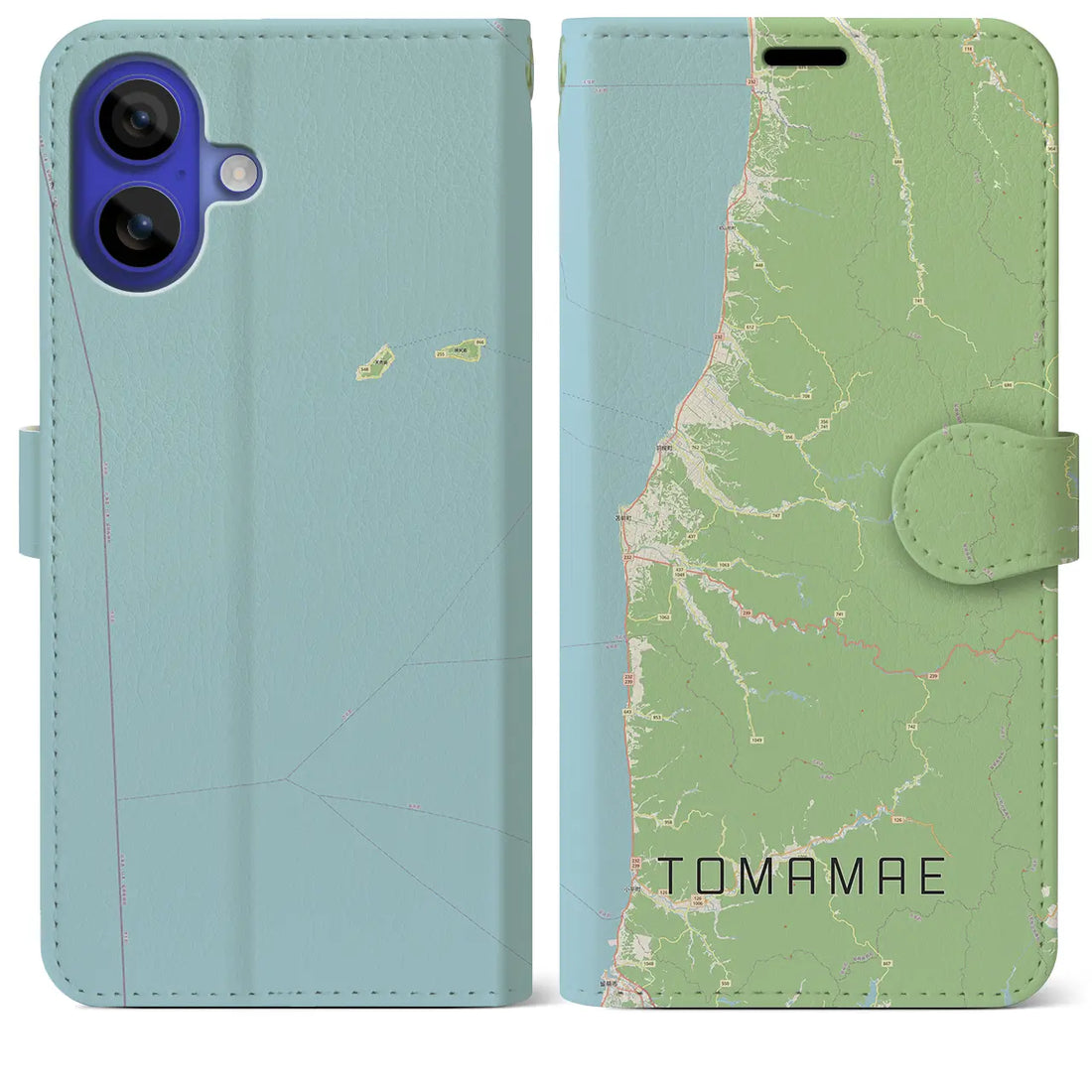 【苫前（北海道）】地図柄iPhoneケース（手帳タイプ）ナチュラル・iPhone 16 Pro Max 用