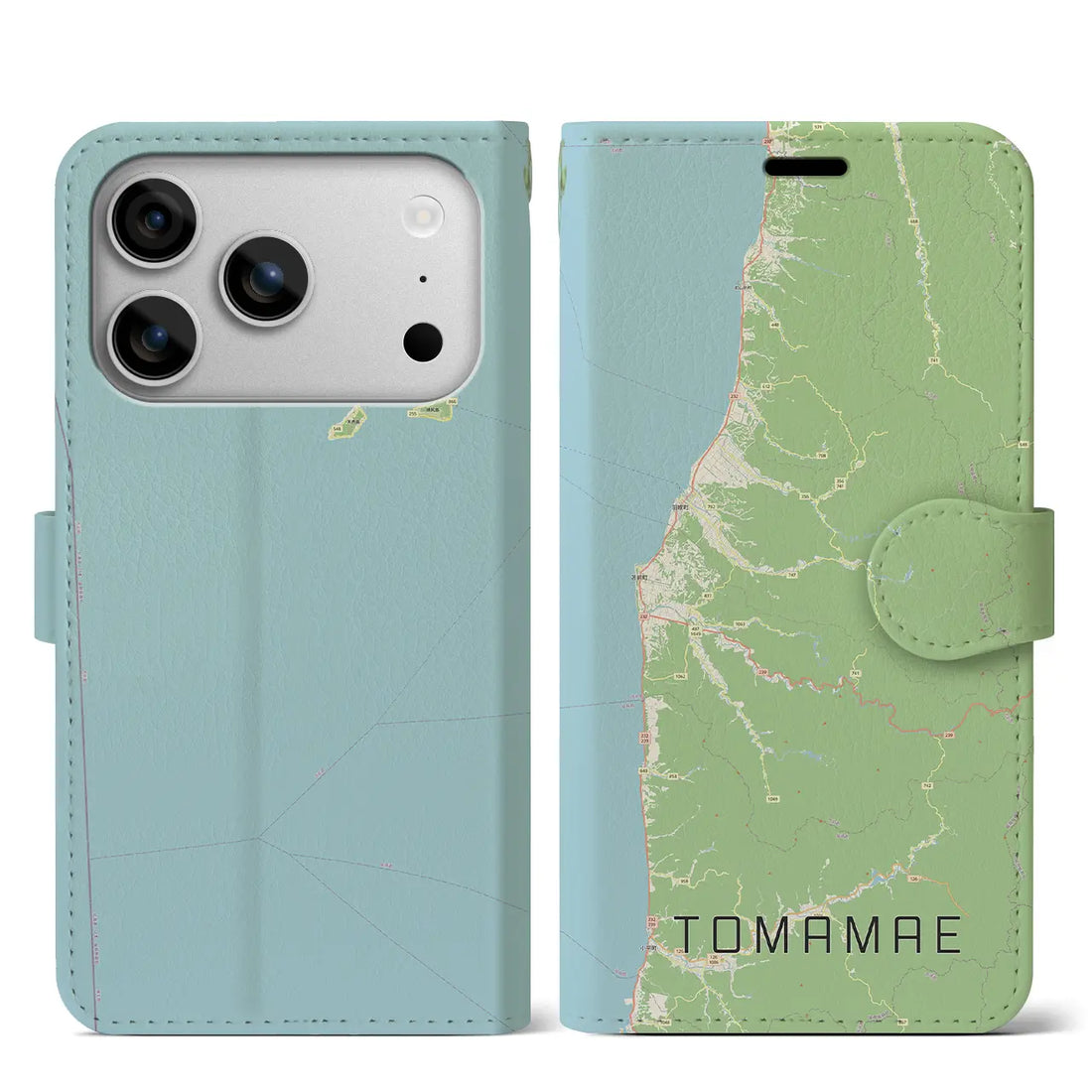 【苫前(北海道)】地図柄iPhoneケース(手帳タイプ)モノトーン・iPhone 17 Pro Max 用