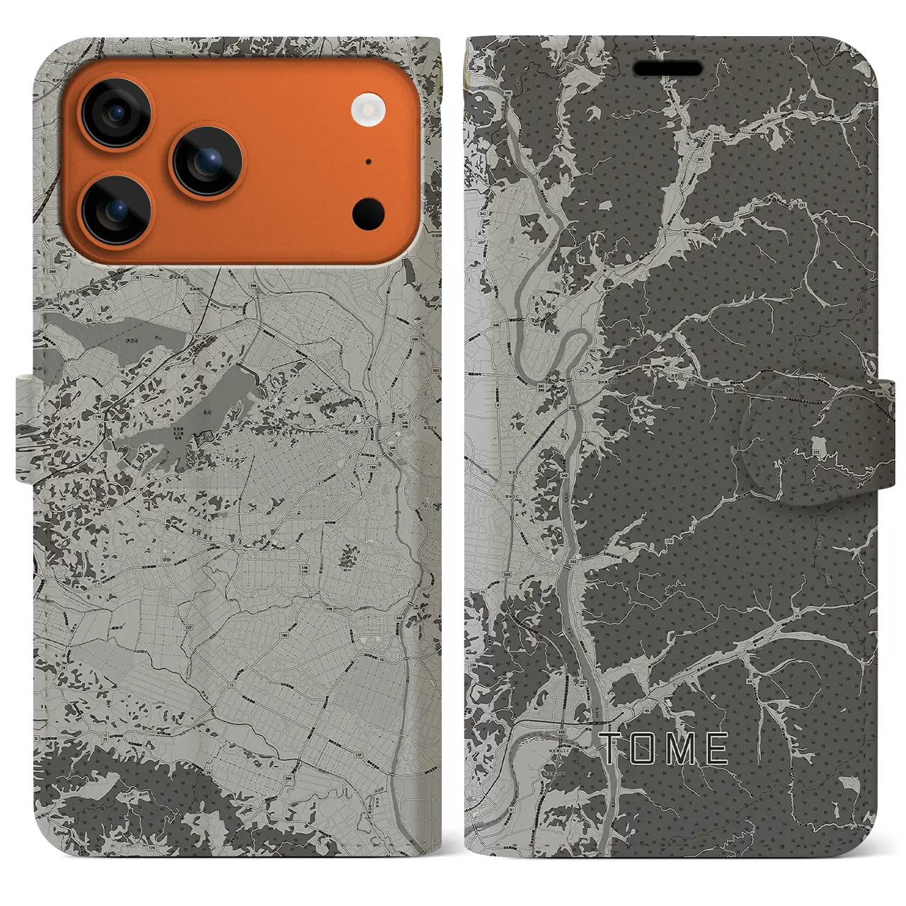 【登米（宮城県）】地図柄iPhoneケース（手帳タイプ）