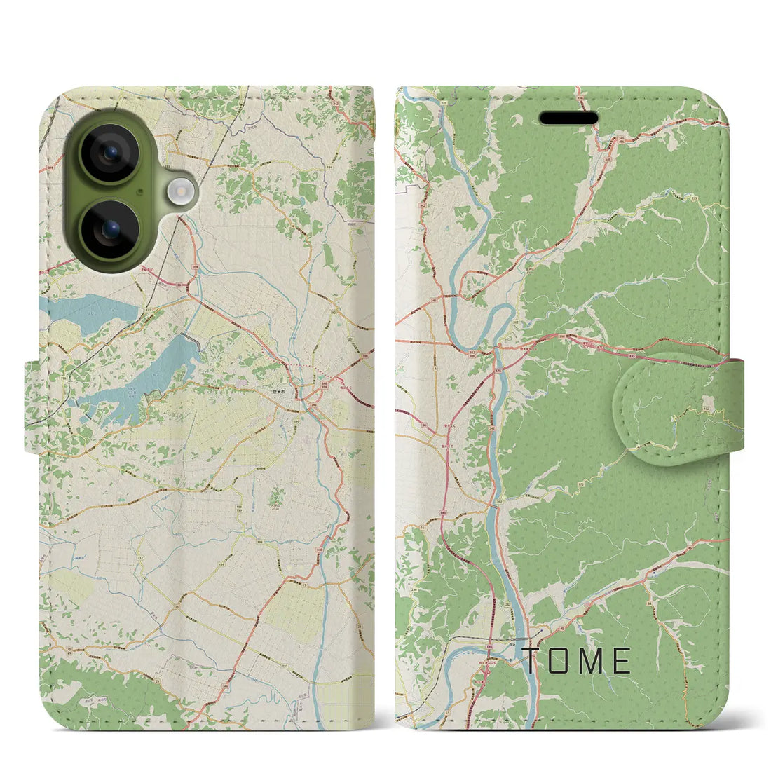 【登米(宮城県)】地図柄iPhoneケース(手帳タイプ)モノトーン・iPhone 17 Pro Max 用