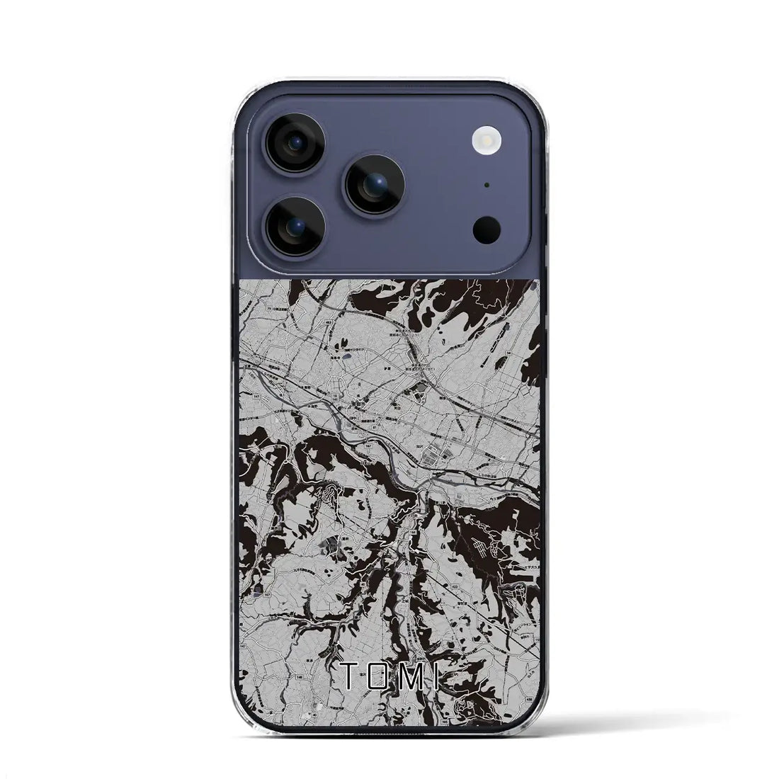 【東御(長野県)】地図柄iPhoneケース(クリアタイプ)モノトーン・iPhone 17 Pro Max 用