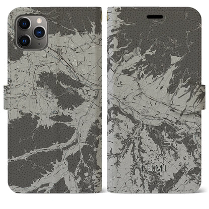 【東御（長野県）】地図柄iPhoneケース（手帳タイプ）モノトーン・iPhone 11 Pro Max 用