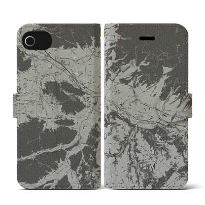 【東御（長野県）】地図柄iPhoneケース（手帳タイプ）モノトーン・iPhone SE（第3 / 第2世代） / 8 / 7 / 6s / 6 用