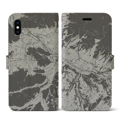 【東御（長野県）】地図柄iPhoneケース（手帳タイプ）モノトーン・iPhone XS / X 用