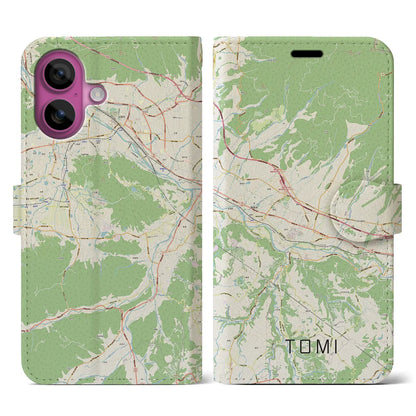 【東御（長野県）】地図柄iPhoneケース（手帳タイプ）ナチュラル・iPhone 16 Pro 用